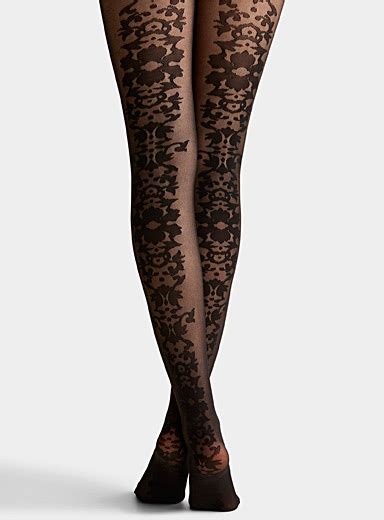 Floral Line Sheer Pantyhose Emilio Cavallini Shop Womens Patterned