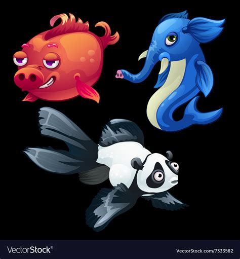 Hybrid animals and fish elephant panda pig Vector Image