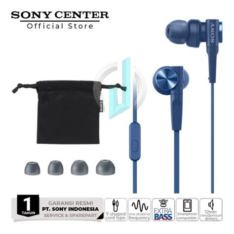 Jual Sony Mdr Xb Ap In Ear Extra Bass Earphone Black Biru Original