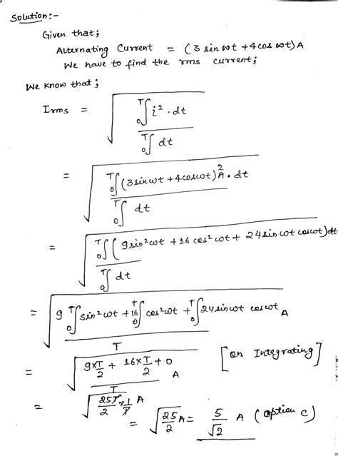 Alternating Current Is Given By I Sin T Cos T A The Rms