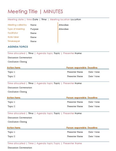 Meeting Minute Template With Action Items Database