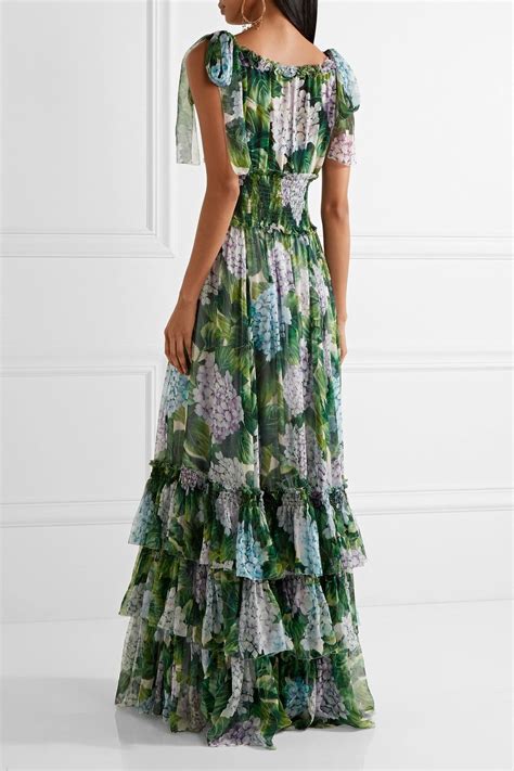 Dolce And Gabbana Ruffled Floral Print Silk Chiffon Gown Net A Porter