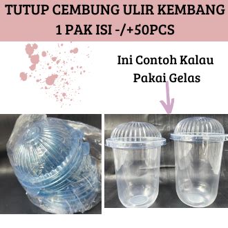 Dome Lid Cup L Tutup Gelas Cup Plastik Cembung Ulir Kembang Isi Pcs