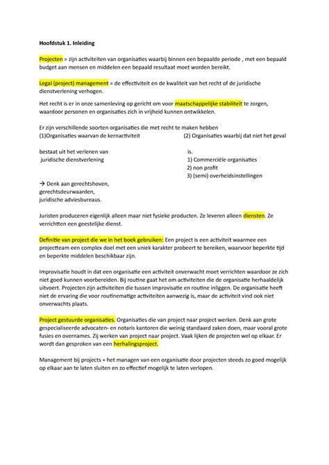 Samenvatting Projectmanagement Ethiek En Recht In Kort Bestek