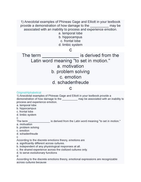 Chapter 11 Quizlet Psyc 1 Anecdotal Examples Of Phineas Gage And