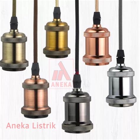 Jual FITING LAMPU GANTUNG E27 ALUMINIUM KOP KABEL TANPA EDISON