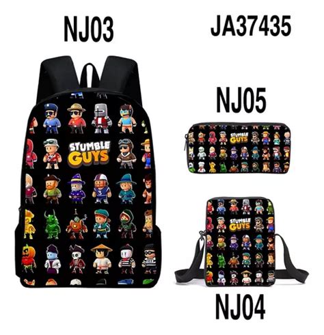 Kit3 Mochila Escolar Anime Guys Bolsa Stumble Para Meninos A Meses