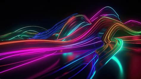 Premium Ai Image 3d Render Abstract Neon Background With Colorful Glowing Lines Generative Ai