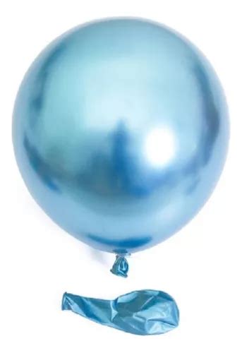 Balão Bexiga Metalizado Cromado 100 Un N10 Azul Claro