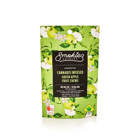 Smokiez Edibles Green Apple Hybrid 100mg Thc Fruit Chews Washington Leafly