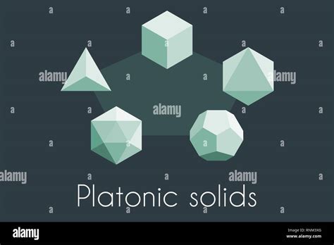 Five Platonic Solids Sacred Geometry Vector Illustration Tetrahedron