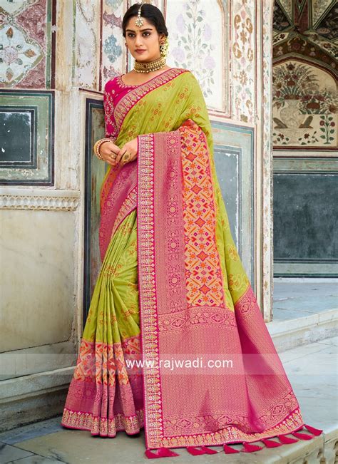 Green Engagement Fancy Fabric Designer Saree