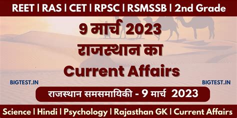 9 March 2023 Rajasthan Current Affairs In Hindi Rajasthangyan In