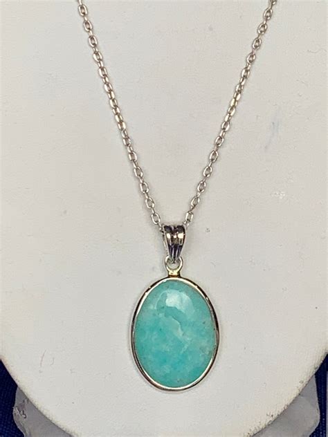 Amazonite Pendant Set With 925 Sterling Silver Simple Setting Etsy