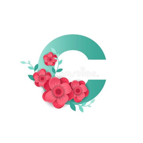 Color Letter C With Beautiful Flowers Stock Vector Illustration Of