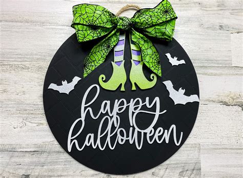 Happy Halloween Door Hanger Halloween Door Sign Outdoor Etsy