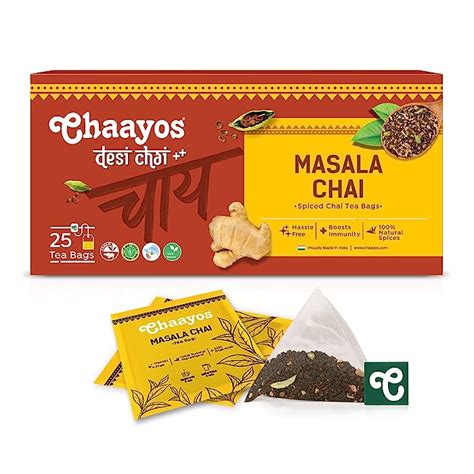 Buy Chaayos Tea Bags Masala Chai With 100 Natural Spices 50 Tea Bags Masala Tea