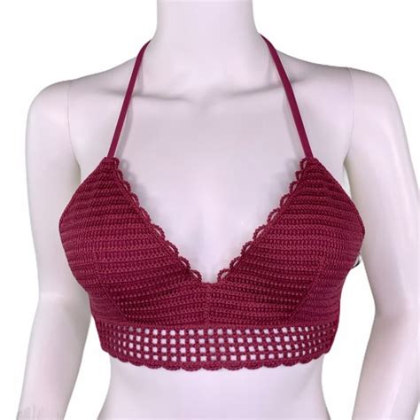 Shade Shore Swim Shade Shore Crochet Long Line Bikini Top Nwt