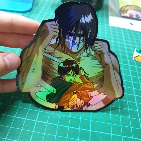 Jual Sticker Hologram Anime Besar PSH411 Attak On Titan Eren