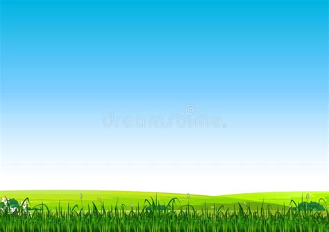 Green Landscape Grass Field View Cartoon Stock Illustration - Illustration of comic, blue: 180468239