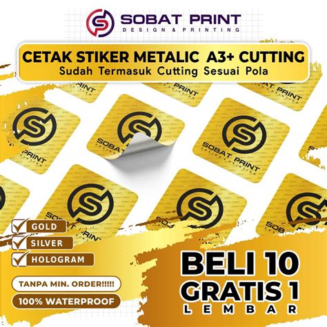 Jual Cetak Stiker Print Sticker Label Metallic Silver Gold