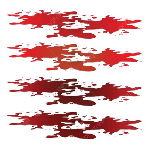 Vector Illustration Of A Red Blood Puddle Drops And Stains On A White