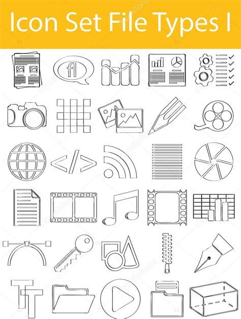 Drawn Doodle Lined Icon Set Tipos De Archivo I 2022