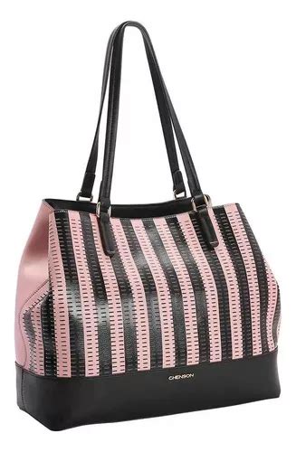 Bolsa Feminina Chenson Listra Vertical De Ombro Cor Preto