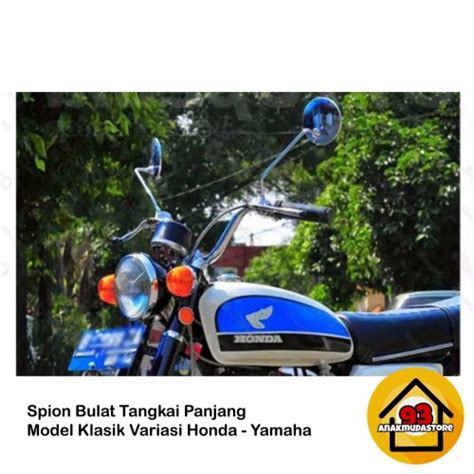 Promo Spion Bulat Tangkai Panjang Model Krum Motor Custom Klasik Honda