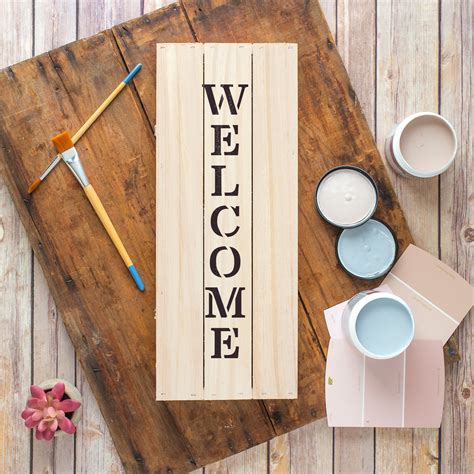 Vertical Sign Welcome Stencil - Laser-cut Sign Stencil Template