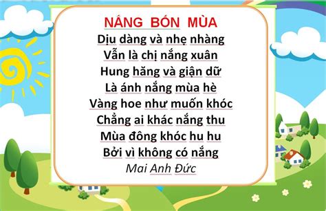 Giáo án thơ Nắng bốn mùa - Xem và tải giáo án miễn phí - Phú Long Blog