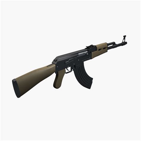 Realistic Ak47 Assault Rifle 3d Model Obj Fbx Lwo Blend