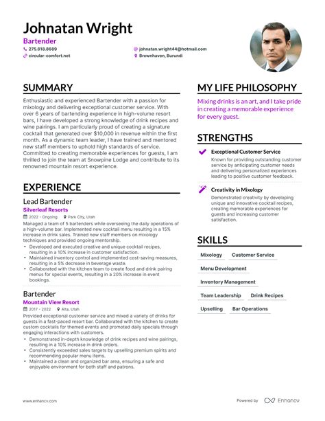 Successful Bartender Resume Examples And Writing Tips For