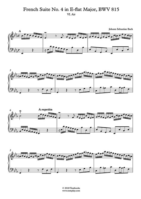 French Suite No In E Flat Major Bwv Vi Air Bach Piano