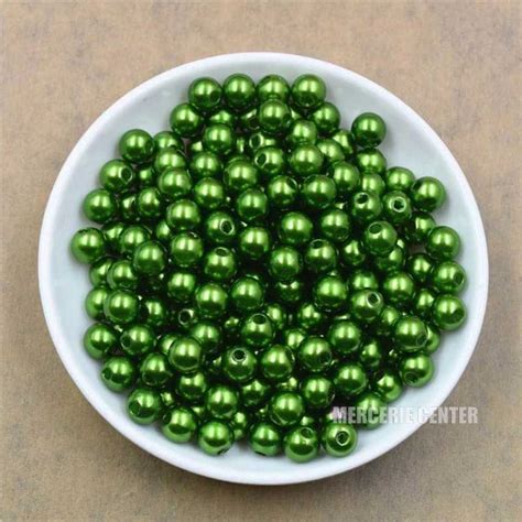 50 Perles 6mm Imitation Brillant Couleur Vert Bouteille Mercerie Center