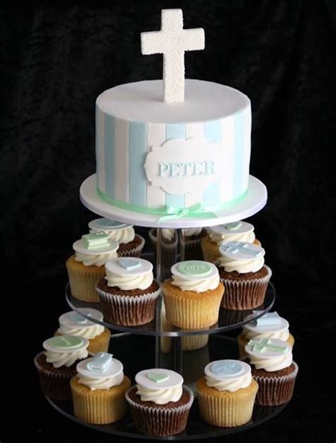 Blue White And Mint Christening Cupcake Tower Christening Cupcakes Cake Decorating Decorating