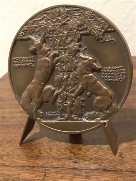 MEDAILLE BRONZE FABLE De La Fontaine Le Renard Et Les Raisins De Jean