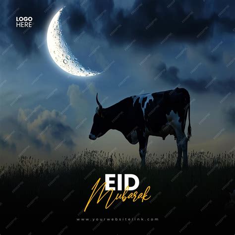 Eid Al Adha Mubarak Islamic Festival Two Cow Social Media Post Banner