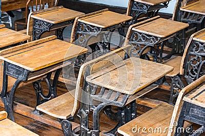 Old Student Classroom Desks Stock Photo - Image: 34082310