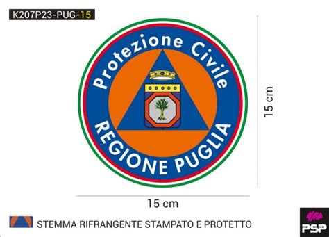 Adesivo Stemma Protezione Civile Volontari Regione Puglia Diametro 15