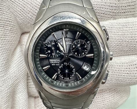 Vintage Citizen Eco Drive Chronograph Stainless Steel Watch Etsy