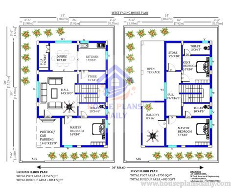 35x50 West Facing Duplex House Plan As Per Vastu Houseplansdaily