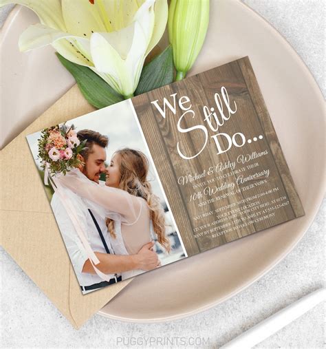 Rustic Vow Renewal Invitation Rustic Wedding Anniversary Invitation