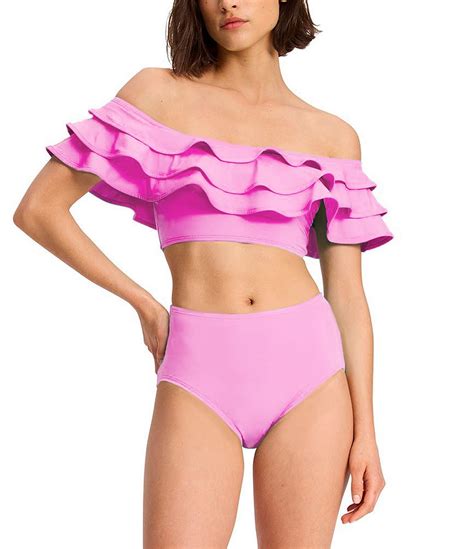 Kate Spade New York Solid Ruffle Off The Shoulder Neck Bandeau Crop