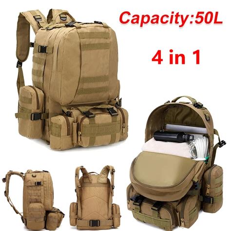 Mochila T Ctica Deportiva Molle 4 En 1 De 50L Mochila Impermeable Para