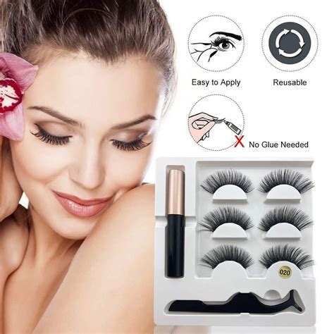 ASIXBR 3 Pairs Magnetic Eyelashes Handmade False Eyelashes Set