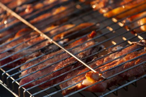 Closeup View of Meat Grill on Hot Coal Barbecue Stock Image - Image of ...