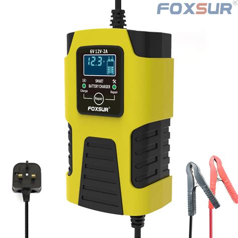 Foxsur 6v12v 2a Pengecas Bateri Kereta Motorsikal Lead Acid Battery Charger Car Motorcycle