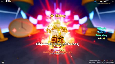 UNIQUE SSS SHINY GILGAMESH IS PRETTY OP ANIME ADVENTURES ROBLOX YouTube