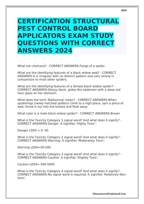 CERTIFICATION STRUCTURAL PEST CONTROL BOARD APPLICATORS EXAM STUDY